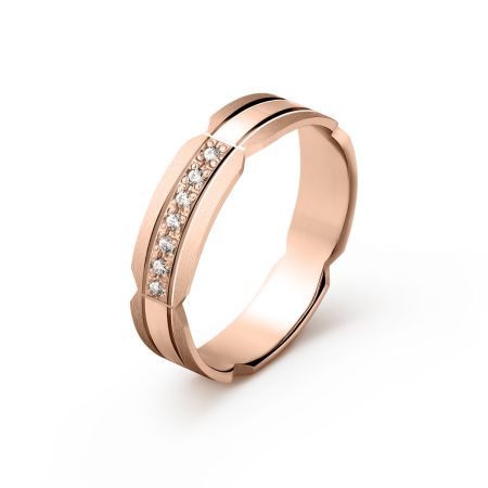 Ženska burma od roze zlata sa dijamantima širine 5 mm ŽBD62-03
