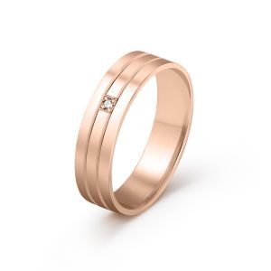 Ženska burma od roze zlata sa dijamantom širine 5 mm ŽBD43-03