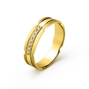 Ženska burma od žutog zlata sa dijamantima širine 5 mm ŽBD62-02