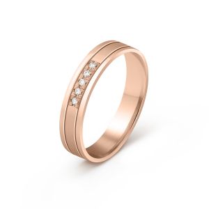 Ženska burma od roze zlata sa dijamantima širine 4 mm ŽBD72-03