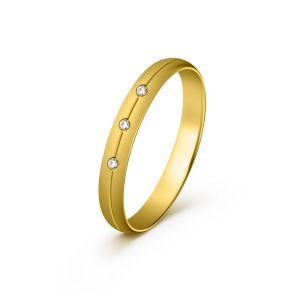 Ženska burma od žutog zlata sa cirkonima širine 3 mm ŽBC84-02